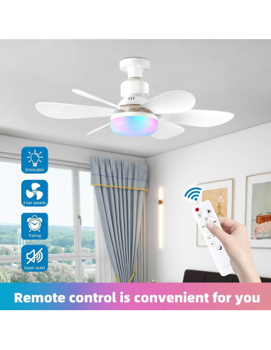 Ventilador de Techo con Luz AHXIAOZN Blanco RGB 52cm