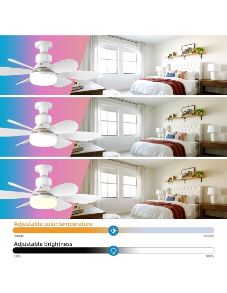 Ventilador de Techo con Luz AHXIAOZN Blanco RGB 52cm