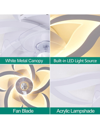 Ventilador de Techo HuixuTe 61 cm con Luz LED y Control Remoto