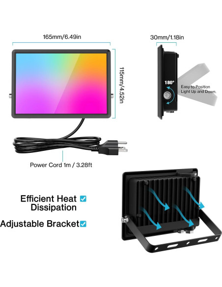 Luz de Inundación LED 30W Olafus RGB IP66 2 Paquete