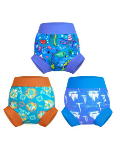 Pañal de Natación Reutilizable MoeMoe 3Pcs Azul 3A