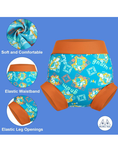 Pañal de Natación Reutilizable MoeMoe 3Pcs Azul 3A