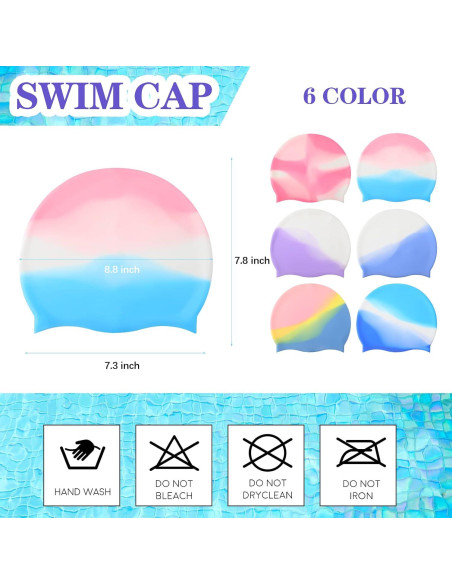 Gorros de Natación de Silicona Syhood 6 Piezas Unisex