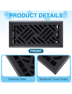 Cubierta de Ventilación de Piso Blulu 10x25 cm Negro Mate 2