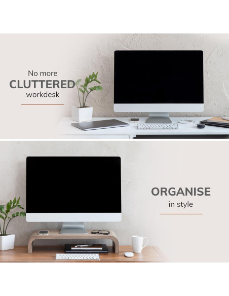 Soporte Elevador de Monitor Anji Mountain Madera Ergonómico 27x61cm