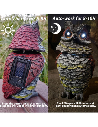 Decoy de Búho Solar AOMOONOA para Jardín Exterior 20.5 cm