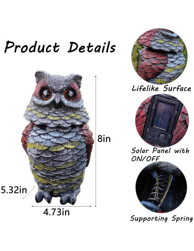 Decoy de Búho Solar AOMOONOA para Jardín Exterior 20.5 cm
