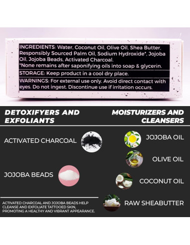 Jabón Exfoliante para Tatuajes VI 113g Carbón Activado Natural