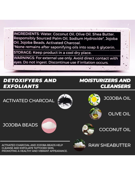 Jabón Exfoliante para Tatuajes VI 113g Carbón Activado Natural