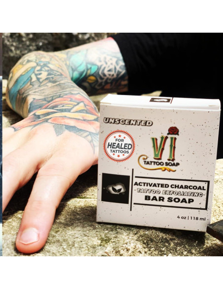 Jabón Exfoliante para Tatuajes VI 113g Carbón Activado Natural
