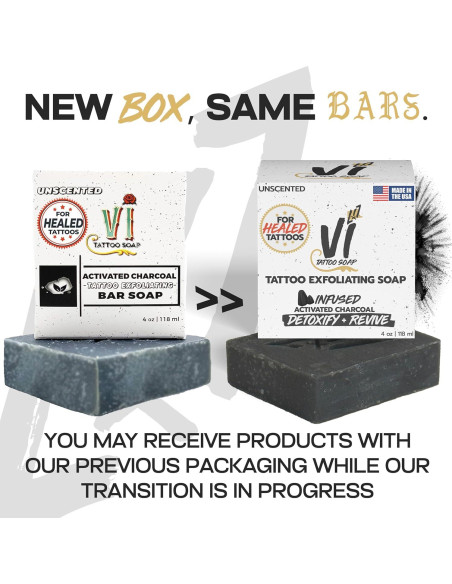 Jabón Exfoliante para Tatuajes VI 113g Carbón Activado Natural