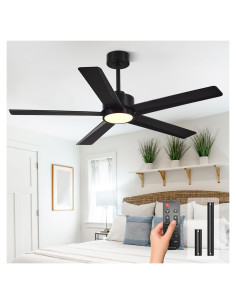 Ventilador de Techo Conciseer 52" Negro con Luz y Control Remoto