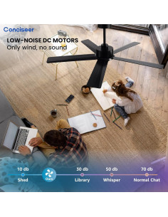 Ventilador de Techo Conciseer 52" Negro con Luz y Control Remoto 2