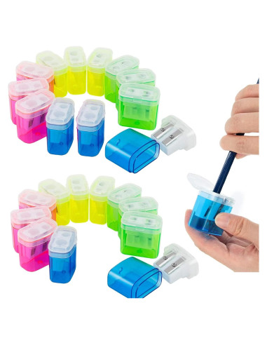 Sacapuntas Manual KIDMEN 24 Pcs 2 Agujeros para Niños