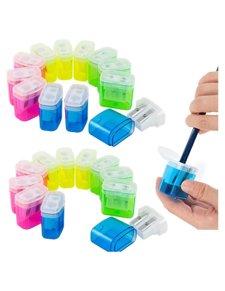 Sacapuntas Manual KIDMEN 24 Pcs 2 Agujeros para Niños