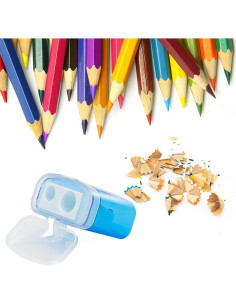 Sacapuntas Manual KIDMEN 24 Pcs 2 Agujeros para Niños 2