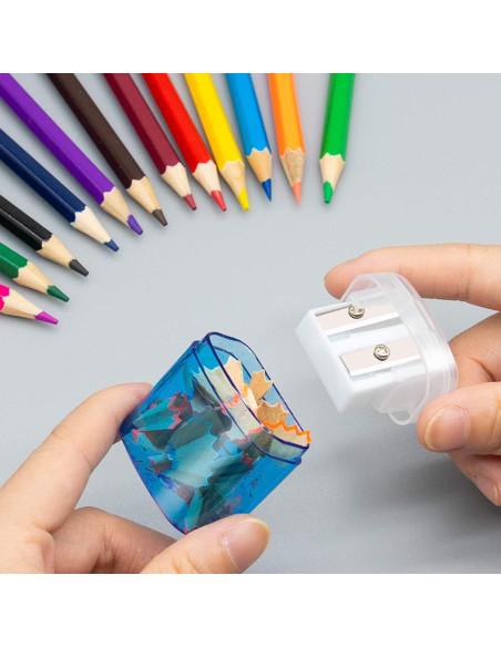 Sacapuntas Manual KIDMEN 24 Pcs 2 Agujeros para Niños