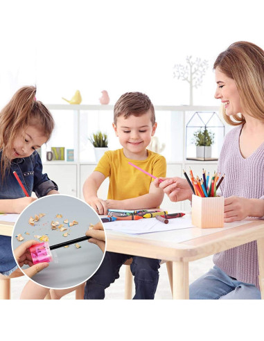 Sacapuntas Manual KIDMEN 24 Pcs 2 Agujeros para Niños