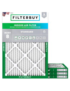 Filtro de aire Filterbuy 8x14x1 MERV 8 - Paquete de 4