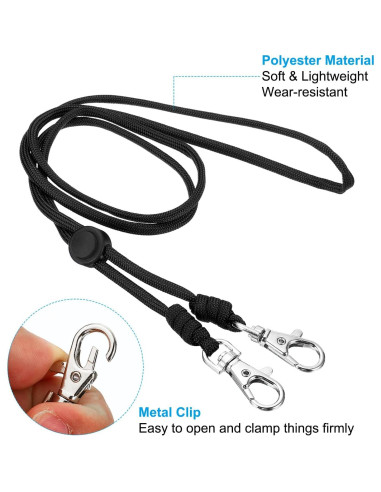 Cinta de Cuello Ajustable PATIKIL Negra 45x0.4 cm para Identificación