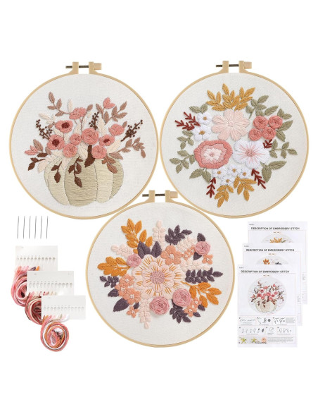Kit de Bordado Sivilife para Principiantes - 3 Patrones Florales