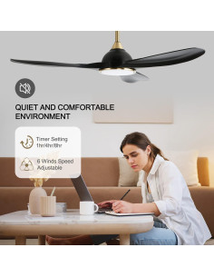 Ventilador de Techo Silencioso Fanliving 52" DC 6 Velocidades Luz 2