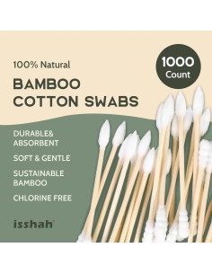 Hisopos de Algodón de Bambú Isshah - 1000 Unidades Biodegradables 2