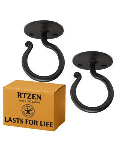 Ganchos de Techo RTZEN de Hierro Forjado - Paquete de 2, 8 kg