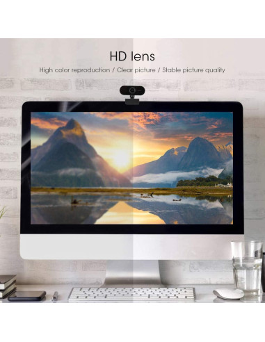 Cámara Webcam HD BONKZEBU Ajustable con Micrófono USB Negro