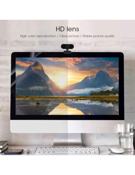 Cámara Webcam HD BONKZEBU Ajustable con Micrófono USB Negro