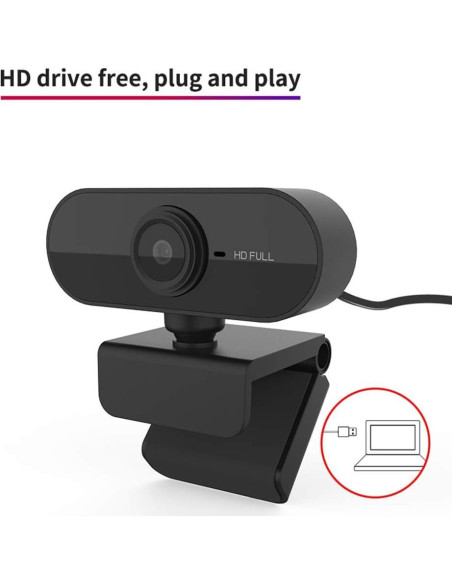 Cámara Webcam HD BONKZEBU Ajustable con Micrófono USB Negro