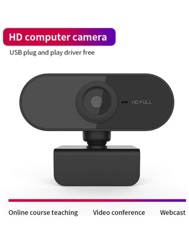 Cámara Webcam HD BONKZEBU Ajustable con Micrófono USB Negro