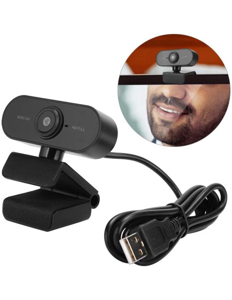 Cámara Webcam HD BONKZEBU Ajustable con Micrófono USB Negro