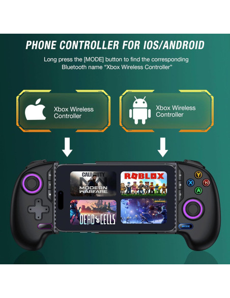 Controlador de Juego Móvil Inalámbrico para iPhone/Android - Negro