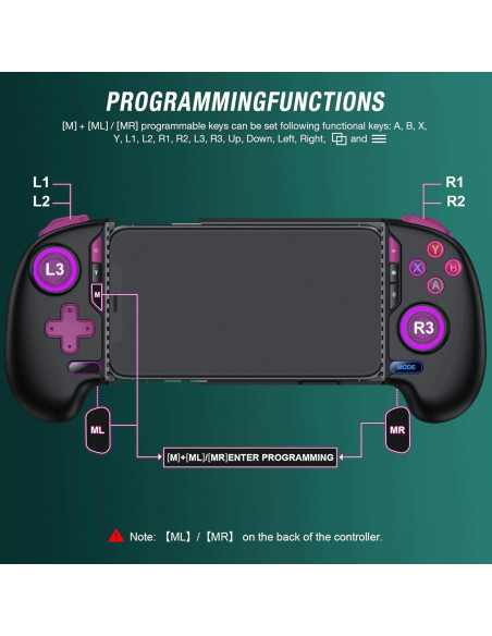 Controlador de Juego Móvil Inalámbrico para iPhone/Android - Negro