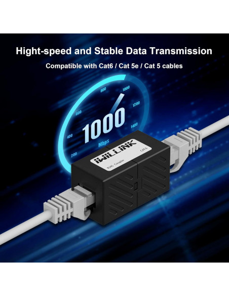 Conector Ethernet RJ45 Iwillink Hembra a Hembra Cat6 Cat5e Cat5 - Paquete de 5