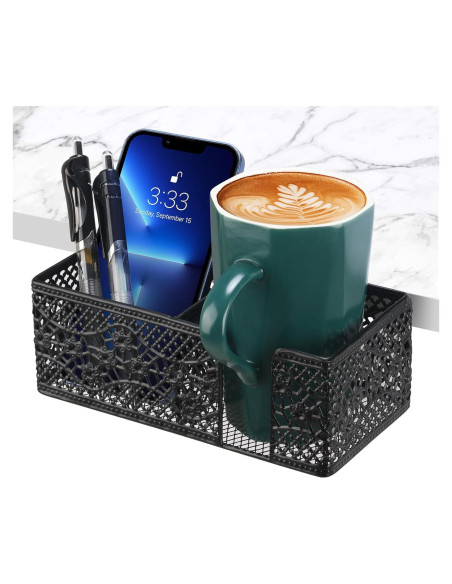 Organizador de Escritorio Aurynns Negro con Soporte para Taza y Lápices