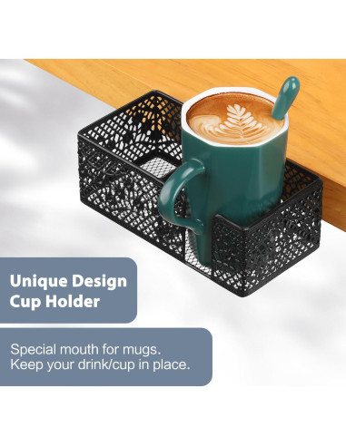 Organizador de Escritorio Aurynns Negro con Soporte para Taza y Lápices