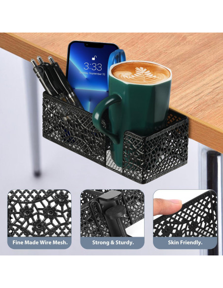 Organizador de Escritorio Aurynns Negro con Soporte para Taza y Lápices