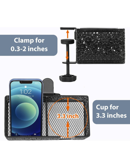 Organizador de Escritorio Aurynns Negro con Soporte para Taza y Lápices