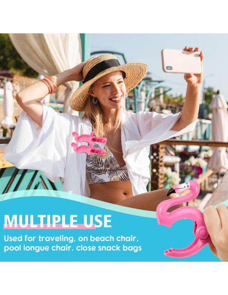 Clips de Toalla de Playa Boao Jumbo 4 Piezas Estilo Flamenco