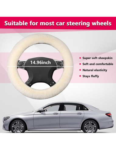 Cubierta de Volante Suvnie de Lana de Cordero 38 cm Beige