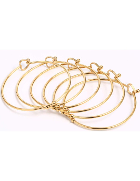 6 Pulseras Abiertas de Acero Inoxidable 14K ALEXCRAFT 6 Pulseras Abiertas de Acero Inoxidable 14K ALEXCRAFT