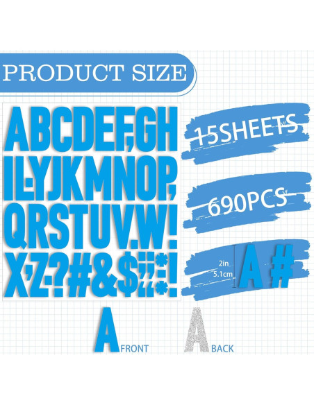 690 Piezas Letras de Planchar Huimdery 2 Pulgadas Azul 690 Piezas Letras de Planchar Huimdery 2 Pulgadas Azul