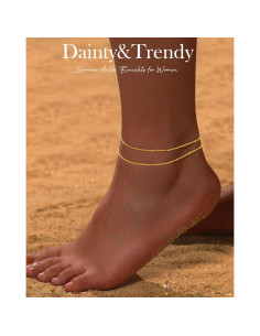 Brazaletes de Tobillo FUNEIA Oro y Plata para Mujeres 21.8 cm 2