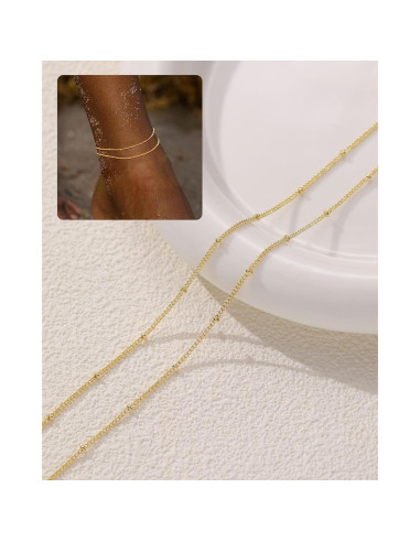 Brazaletes de Tobillo FUNEIA Oro y Plata para Mujeres 21.8 cm