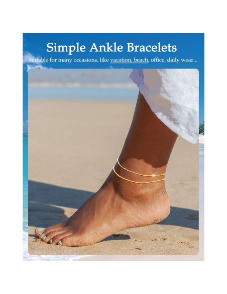Brazaletes de Tobillo FUNEIA Oro y Plata para Mujeres 21.8 cm Brazaletes de Tobillo FUNEIA Oro y Plata para Mujeres 21.8 cm