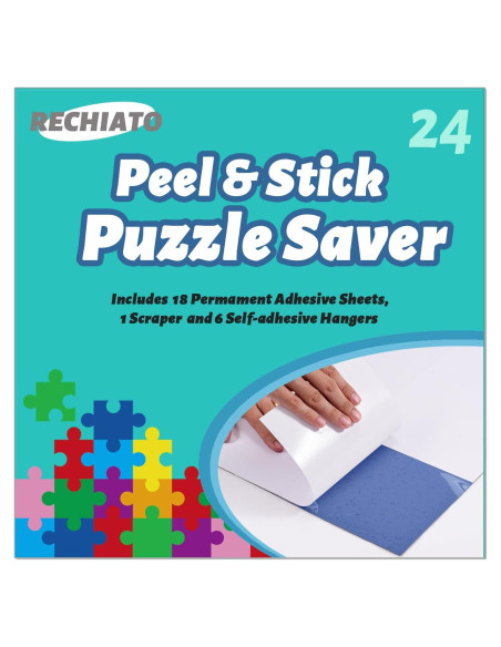 Hojas de Pegamento para Rompecabezas RECHIATO 24 Piezas 25.4x25.4cm
