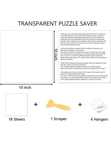 Hojas de Pegamento para Rompecabezas RECHIATO 24 Piezas 25.4x25.4cm