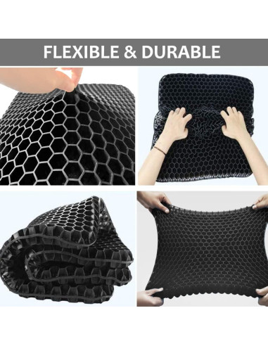 Cojín de Gel Premium Helishy 42x37cm Antideslizante Negro